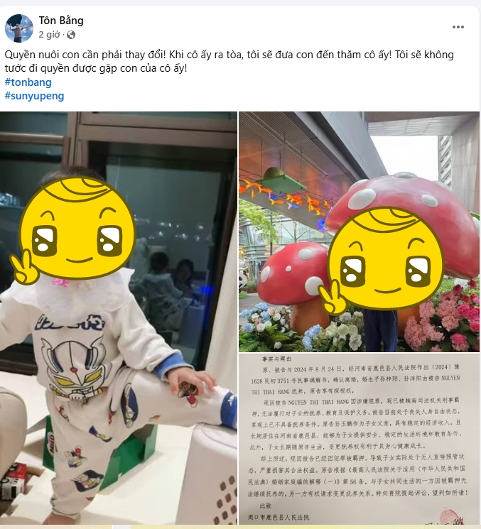 TÔN BẰNG NỘP ĐƠN KIỆN TIẾN HƠN BAO GIỜ VỚI CUỘC TRÂN CHẤP QUYỀN NUÔI CON GIỮA LŨNG LOÈ VÀ BỊ CẮT ĐỨT LIÊN LẠC VỚI VỢ CŨ!
